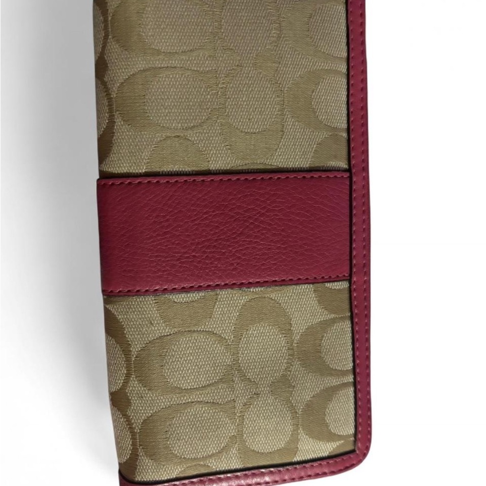 Coach Beige and Burgundy Clutch - Picture 2 of 3
